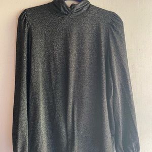 Sparkly Slinky Blouse with Stylish Rouching & Blouson Sleeves